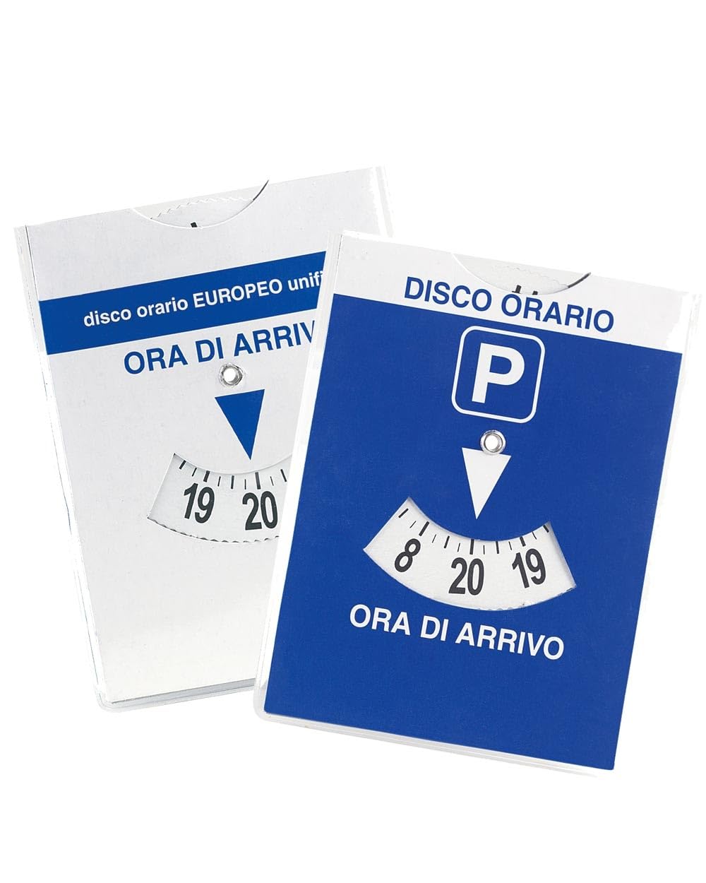 Europäisch zugelassene Parkzeitscheibe mit PVC-Schutzhülle – 15 × 12 cm Italienische Parkzeitscheibe für Pkw, Motorräder und Nutzfahrzeuge