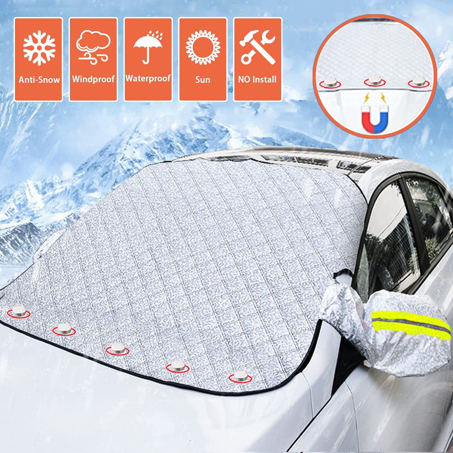 Magnetic Car Windscreen Cover – Anti-Ice, Anti-Frost & Anti-Hail Winter Windshield Protector for Most Vehicles