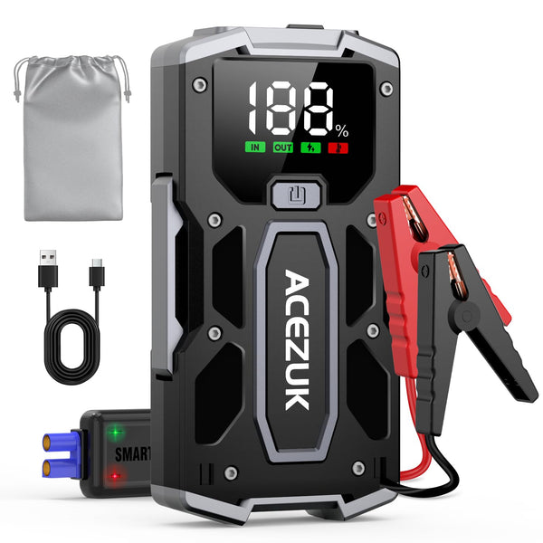 5000A Portable Car Jump Starter for Cars & Motorcycles (Up to 7.0L Gas / 5.5L Diesel) with LED Light & LCD Display