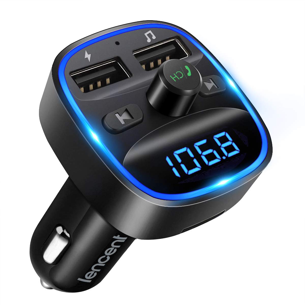 Bluetooth-FM-Transmitter fürs Auto – Freisprecheinrichtung, MP3-Player, Dual-USB-Autoladegerät