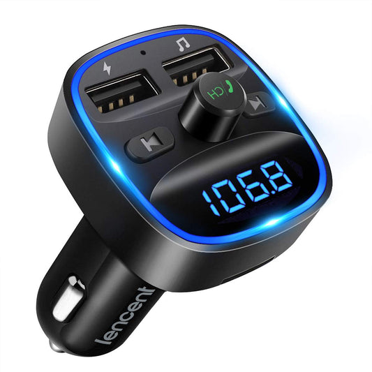 Bluetooth-FM-Transmitter fürs Auto – Freisprecheinrichtung, MP3-Player, Dual-USB-Autoladegerät