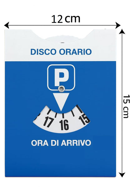 Europäisch zugelassene Parkzeitscheibe mit PVC-Schutzhülle – 15 × 12 cm Italienische Parkzeitscheibe für Pkw, Motorräder und Nutzfahrzeuge