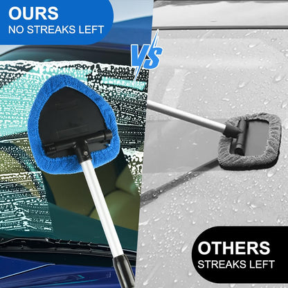 Car Windshield Cleaner – Retractable Cleaning Brush with 5 Microfiber Pads & Spray Bottle – Window, Mirror & Screen Cleaner