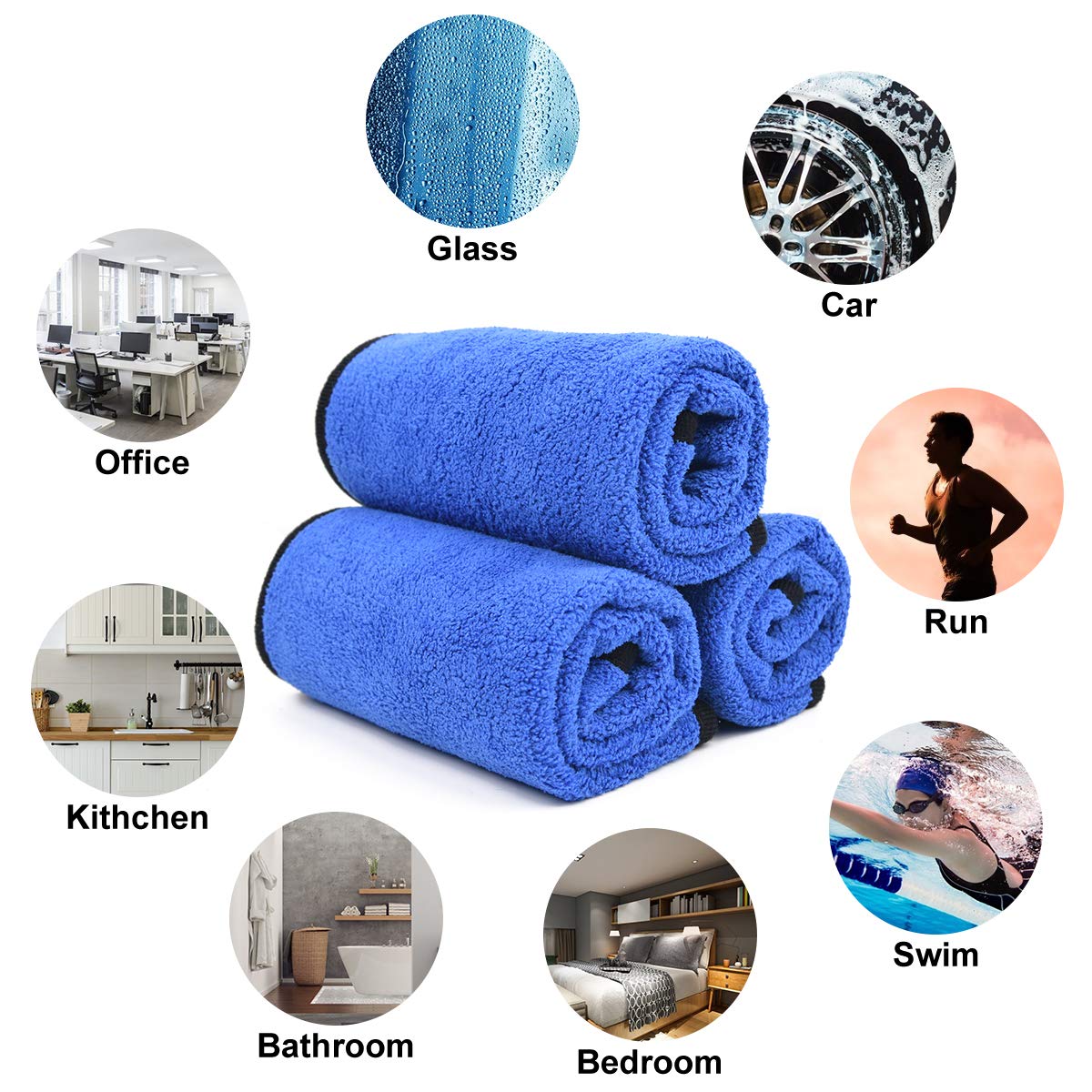 6 Pcs 30x40cm Car Microfiber Cloth Multi-Purpose Lint-Free Cleaning Cloth