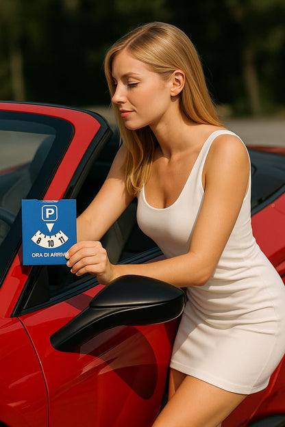 Europäisch zugelassene Parkzeitscheibe mit PVC-Schutzhülle – 15 × 12 cm Italienische Parkzeitscheibe für Pkw, Motorräder und Nutzfahrzeuge