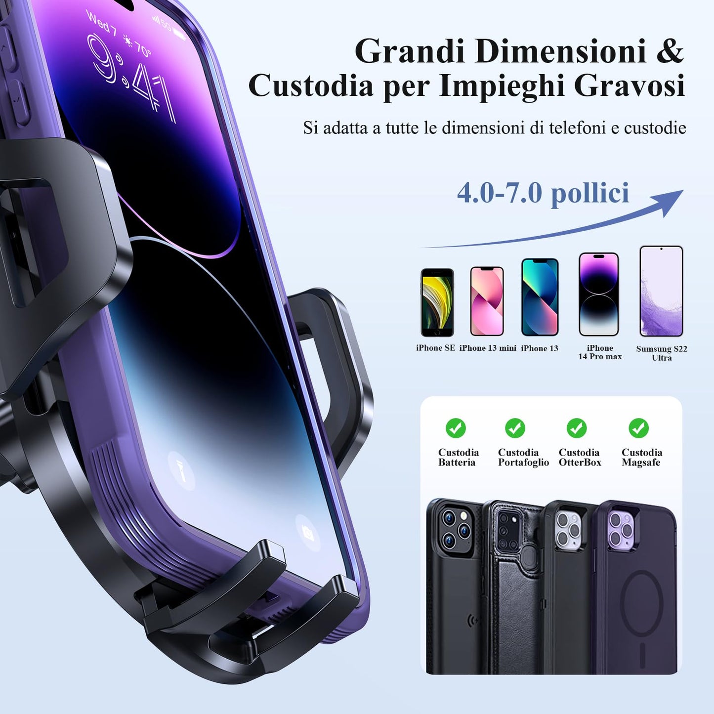 Miracase Universal-Autotelefonhalterung – 3-in-1-Halterung für Armaturenbrett, Windschutzscheibe und Lüftungsschlitze mit Saugnapf in Militärqualität