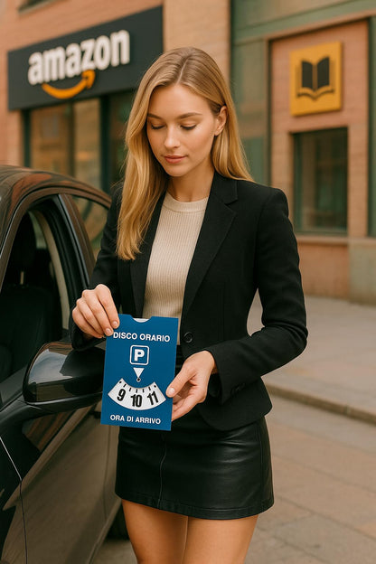 Europäisch zugelassene Parkzeitscheibe mit PVC-Schutzhülle – 15 × 12 cm Italienische Parkzeitscheibe für Pkw, Motorräder und Nutzfahrzeuge