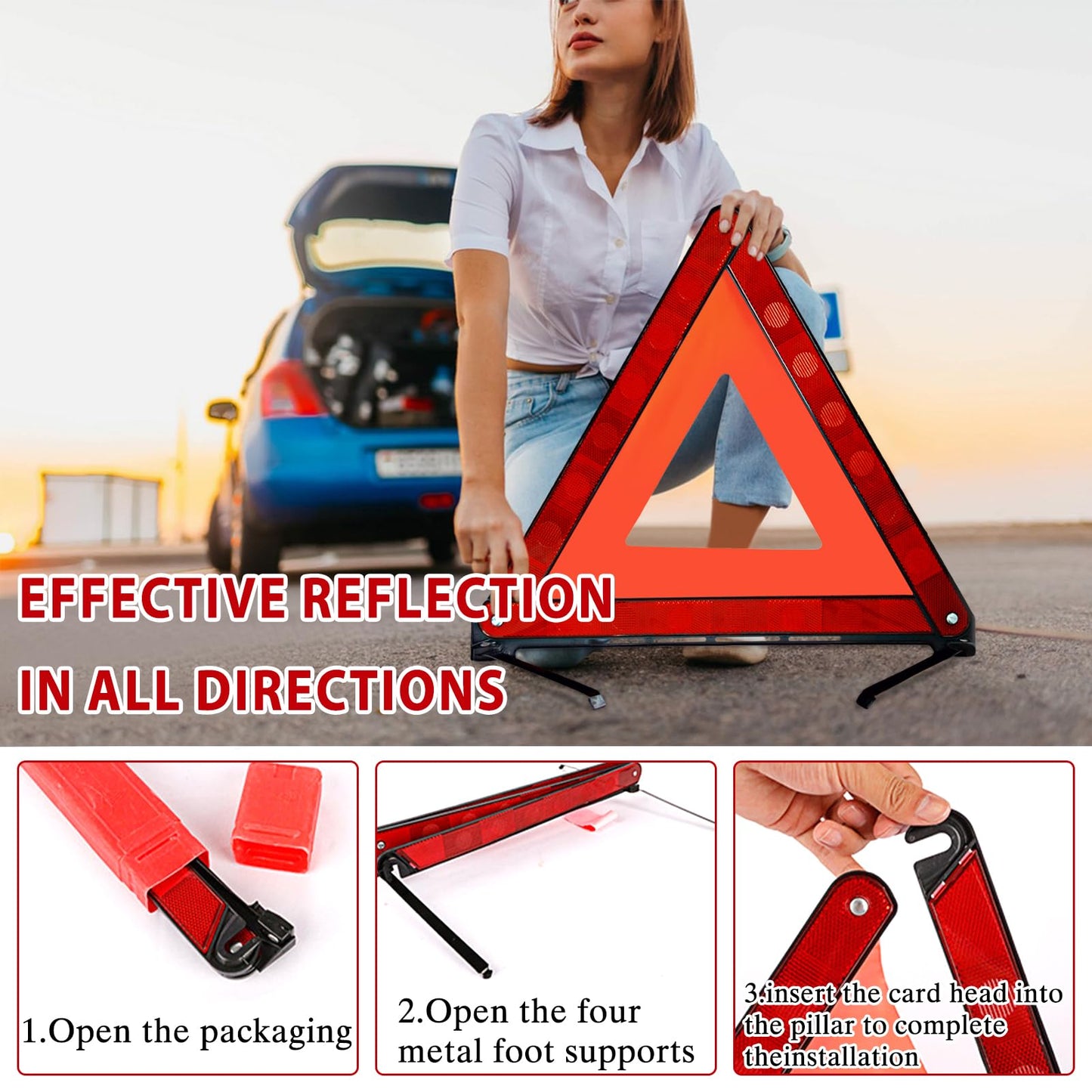 Zugelassenes 2-in-1-Auto-Notfallset mit Warndreieck und Warnweste