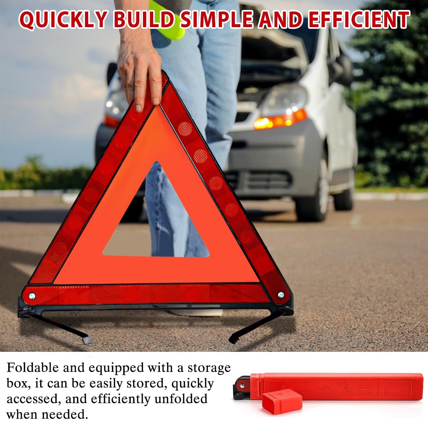 Zugelassenes 2-in-1-Auto-Notfallset mit Warndreieck und Warnweste