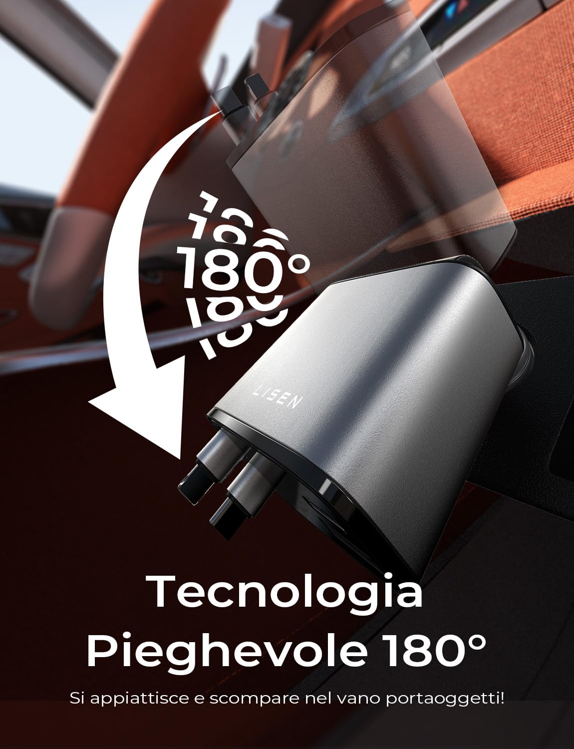 USB-C 69W Kfz-Ladegerät mit einziehbarem Kabel und PD 3.0 – 4-in-1 Schnellladefunktion für den Zigarettenanzünder im Auto, kompatibel mit iPhone, Samsung und mehr