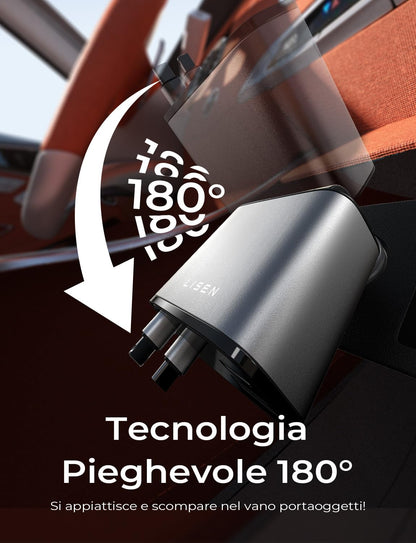 USB-C 69W Kfz-Ladegerät mit einziehbarem Kabel und PD 3.0 – 4-in-1 Schnellladefunktion für den Zigarettenanzünder im Auto, kompatibel mit iPhone, Samsung und mehr