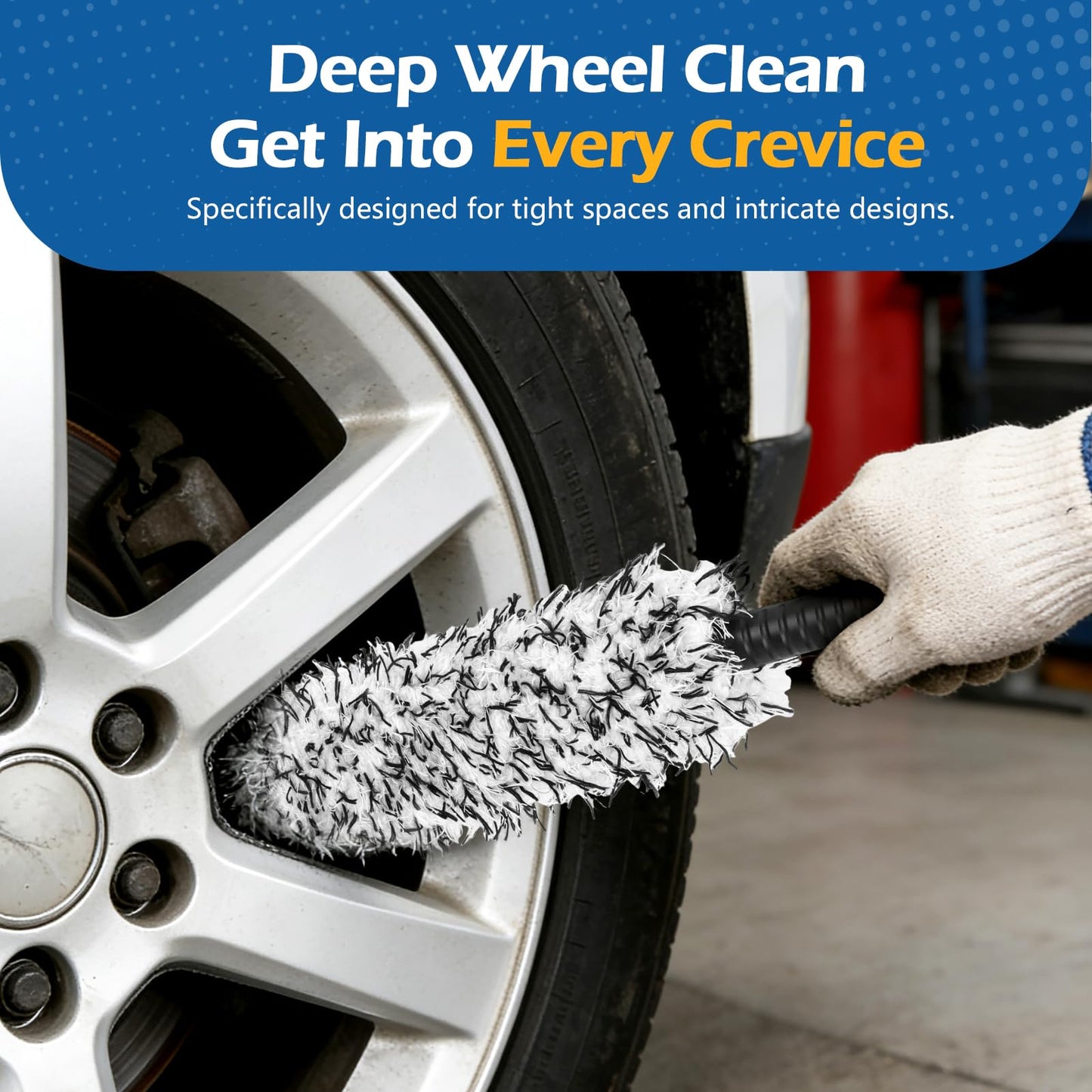 Microfibre Car Wheel Brush – Ultra-Flexible, Deep Cleaning, Scratch-Free
