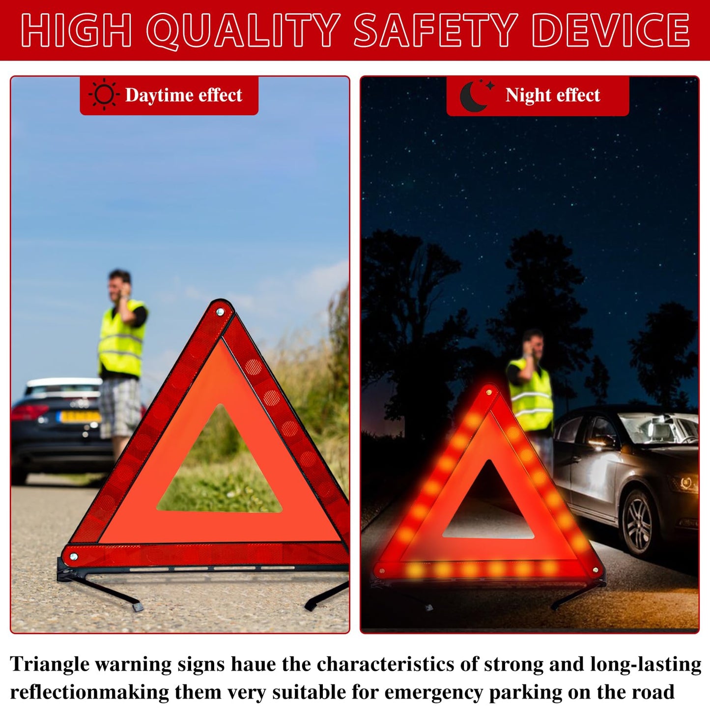 Zugelassenes 2-in-1-Auto-Notfallset mit Warndreieck und Warnweste