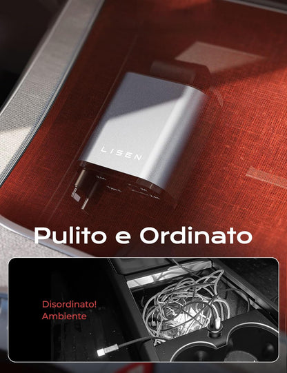 USB-C 69W Kfz-Ladegerät mit einziehbarem Kabel und PD 3.0 – 4-in-1 Schnellladefunktion für den Zigarettenanzünder im Auto, kompatibel mit iPhone, Samsung und mehr