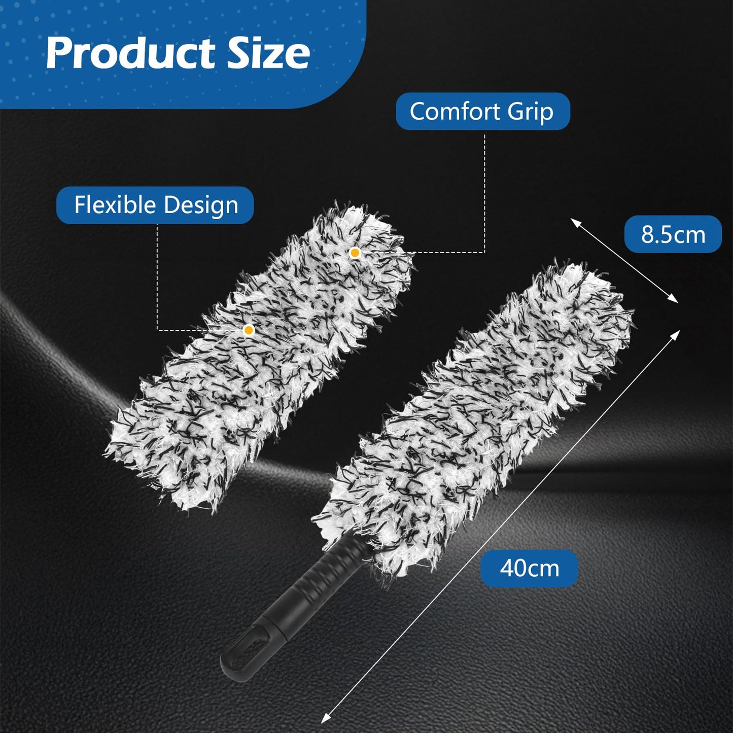 Microfibre Car Wheel Brush – Ultra-Flexible, Deep Cleaning, Scratch-Free