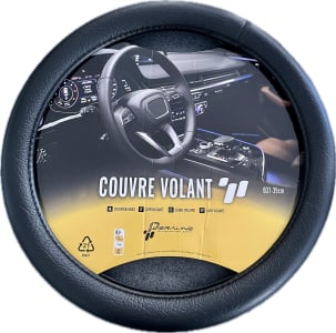 Faux Leather Steering Wheel Cover 37–39 cm – Car Interior Accessory