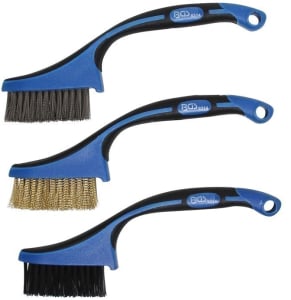 3-Piece Brush Set – Brass, Nylon & Steel 165mm – Automotive Cleaning Tool